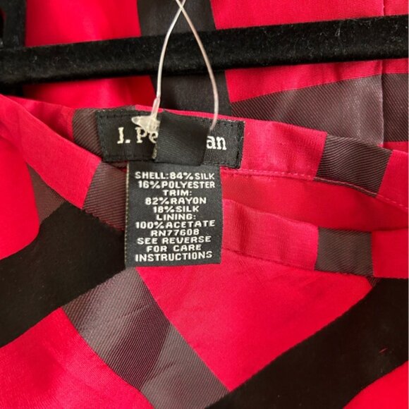 J. Peterman Windowpane Plaid Check Maxi Skirt Silk Blend Red Black Holiday Sz 16 - Picture 8 of 8